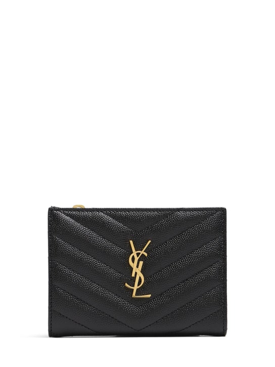 Saint Laurent: YSL レザーウォレット - ブラック - women_0 | Luisa Via Roma