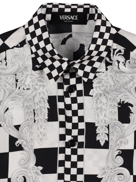 Versace: 印花绸缎衬衫 - 黑色/白色 - kids-girls_1 | Luisa Via Roma