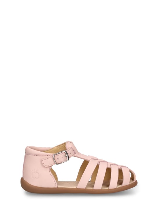 Pom D'api: Nappa leather sandals - Light Pink - kids-girls_0 | Luisa Via Roma