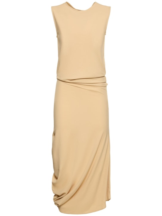 Lemaire: Fitted twisted cotton midi dress - Beige - women_0 | Luisa Via Roma
