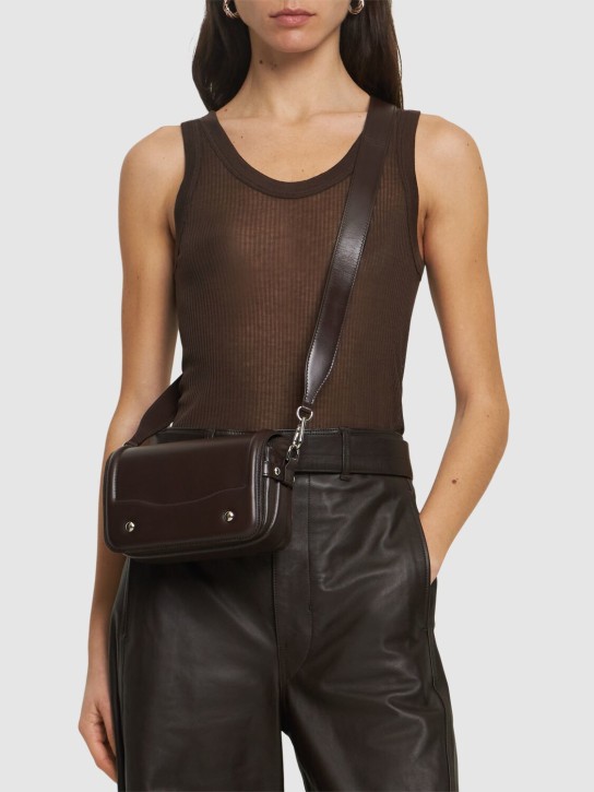 Lemaire: Mini Ransel glossy satchel leather bag - women_1 | Luisa Via Roma