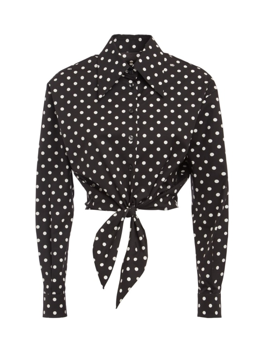 Dolce&Gabbana: Poplin dots front knot shirt - White/Black - women_0 | Luisa Via Roma