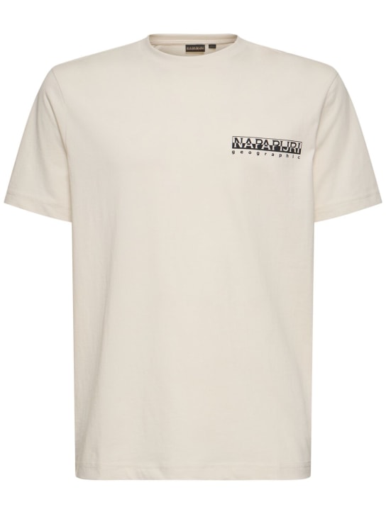 Napapijri: T-shirt en coton S-Tahi - White Whisper - men_0 | Luisa Via Roma