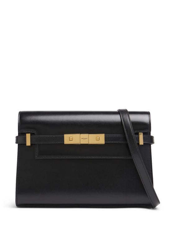 Saint Laurent: Small Manhattan leather bag - Black - women_0 | Luisa Via Roma