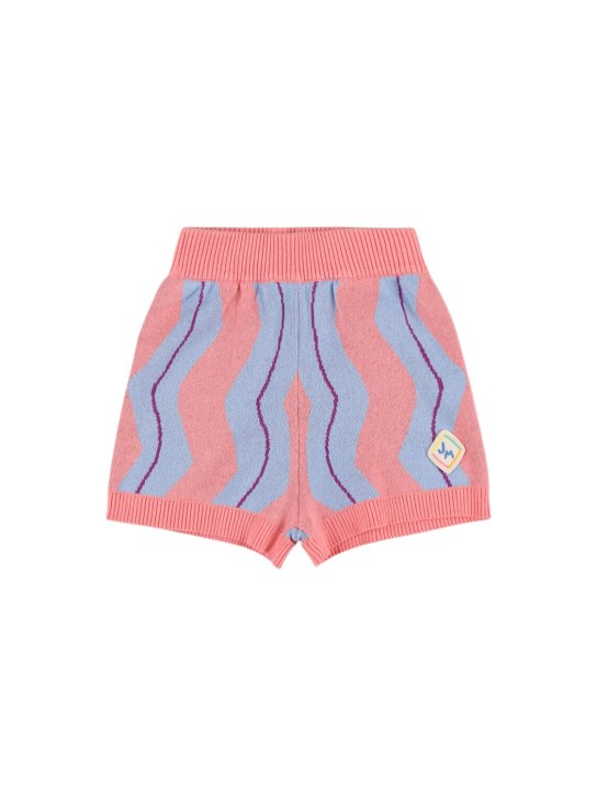 Jellymallow: Cotton knit shorts - Pink/Multi - kids-girls_0 | Luisa Via Roma