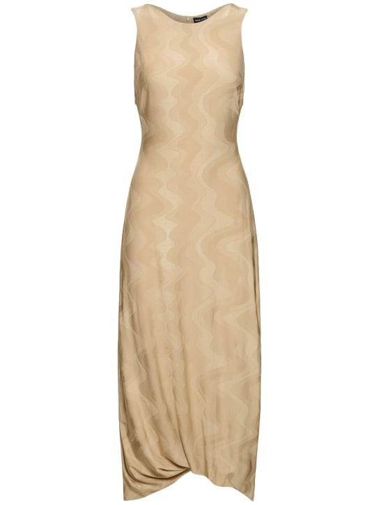 Giorgio Armani: Viscose jacquard sleeveless long dress - Beige - women_0 | Luisa Via Roma