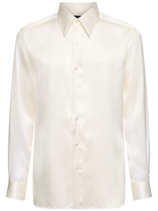 Tom Ford: Camicia slim fit in seta - Bianco - men_0 | Luisa Via Roma