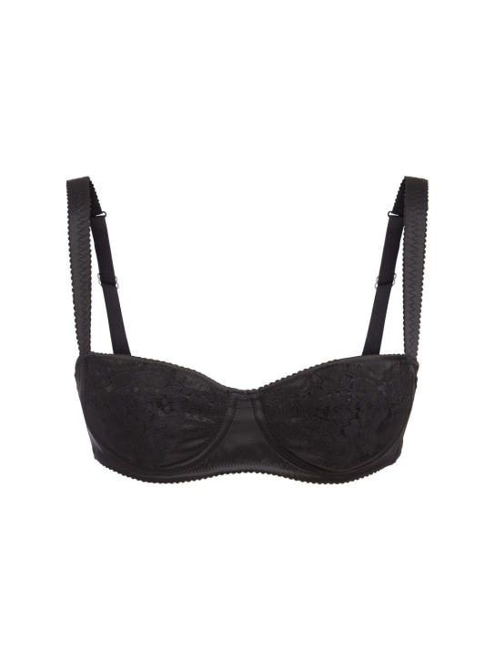 Dolce&Gabbana: Soutien-gorge à armature en satin de soie stretch - Noir - women_0 | Luisa Via Roma