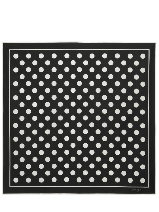 Dolce&Gabbana: Pañuelo de sarga de algodón estampado - Negro - women_0 | Luisa Via Roma