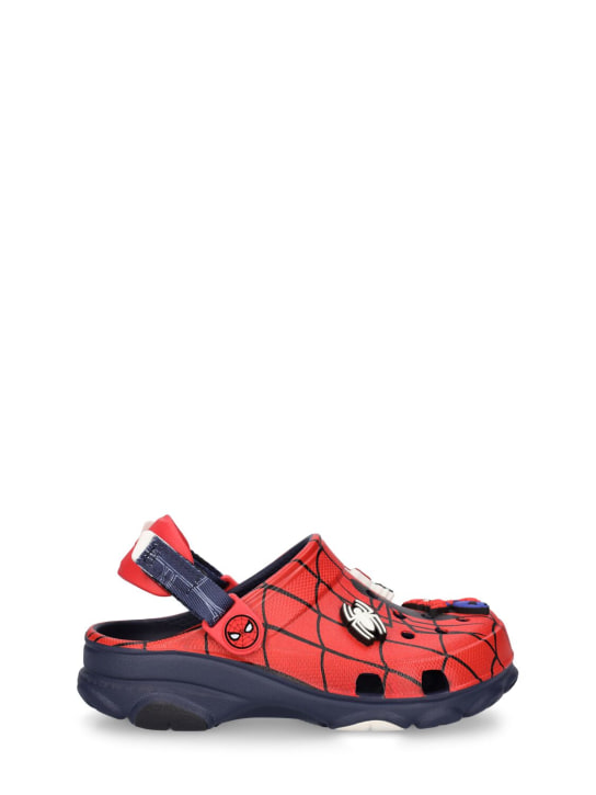 Crocs: Crocs en caoutchouc imprimé Spiderman - Rouge/Bleu Marine - kids-boys_0 | Luisa Via Roma