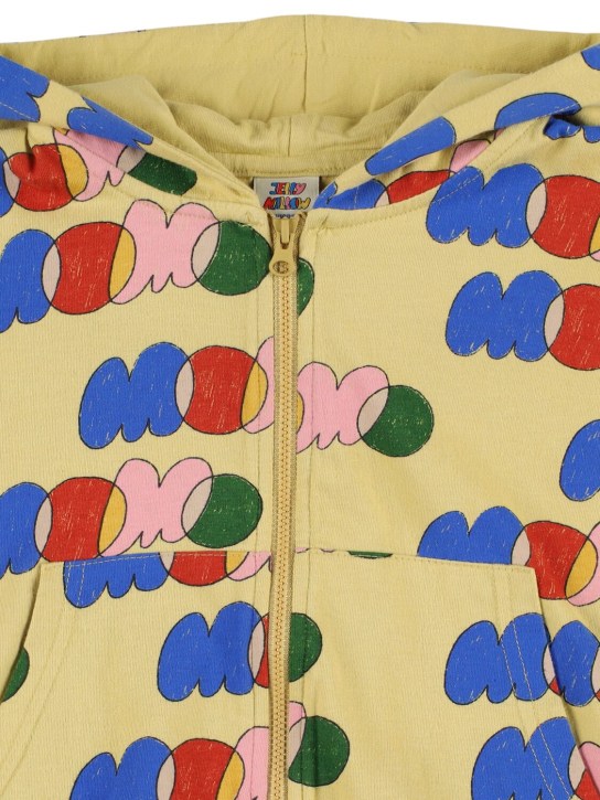 Jellymallow: Sweat-shirt zippé en coton imprimé à capuche - Beige/Multi - kids-girls_1 | Luisa Via Roma