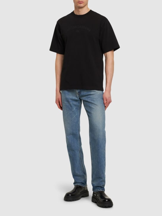 Dolce&Gabbana: Camiseta de algodón jersey - Negro - men_1 | Luisa Via Roma