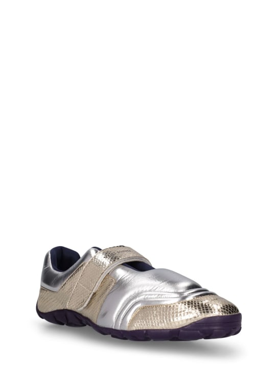 Wales Bonner: Printed croco metallic leather sneakers - men_2 | Luisa Via Roma