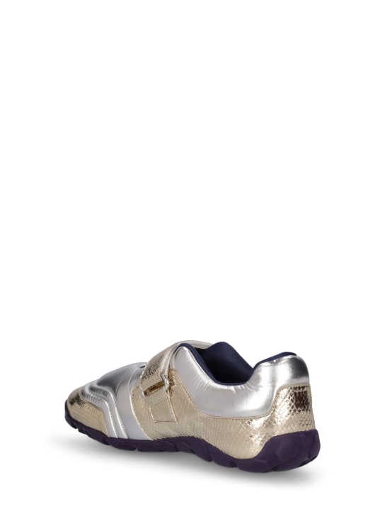 Wales Bonner: Printed croco metallic leather sneakers - men_3 | Luisa Via Roma