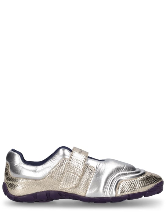 Wales Bonner: Sneakers en cuir métallisé croco imprimé - Or - men_0 | Luisa Via Roma