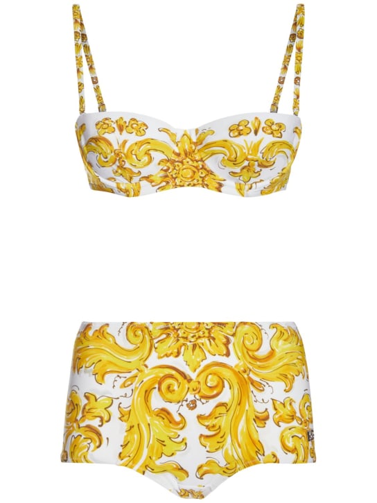 Dolce&Gabbana: Maiolica printed bikini set - women_0 | Luisa Via Roma