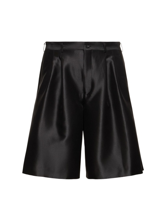Comme des Garçons Homme Plus: Pleated cotton & silk shorts - men_0 | Luisa Via Roma