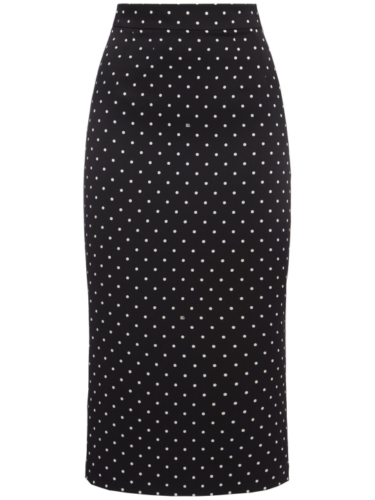 Dolce&Gabbana: Polka dots logo silk midi skirt - White/Black - women_0 | Luisa Via Roma