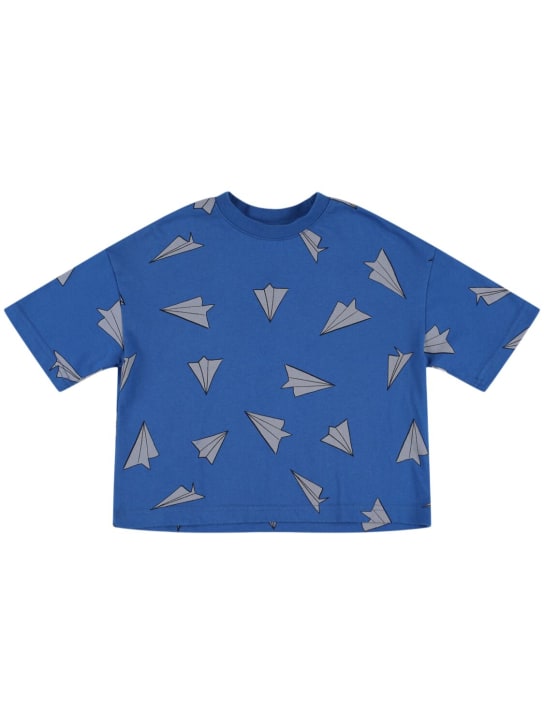 Jellymallow: 印花棉质平纹针织T恤 - 蓝色 - kids-boys_0 | Luisa Via Roma