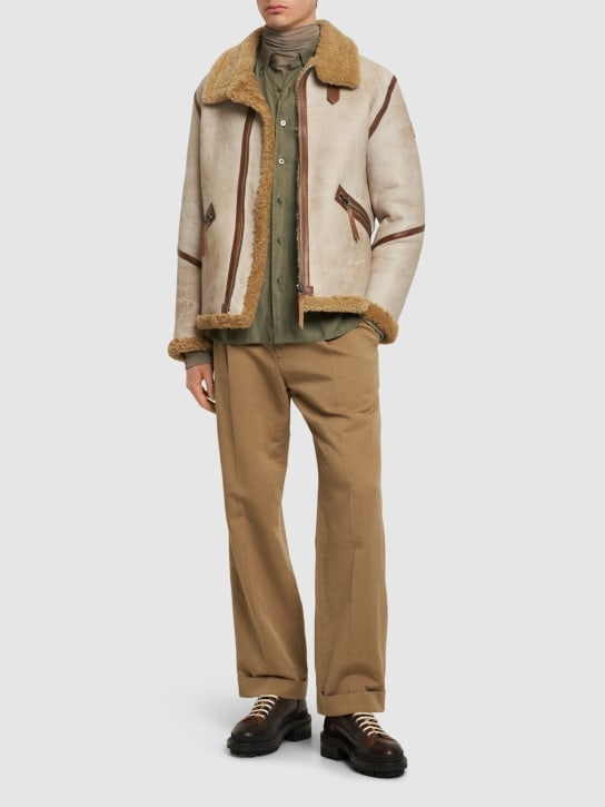 Belstaff: Jacke aus Shearling - Braun/Beige - men_1 | Luisa Via Roma