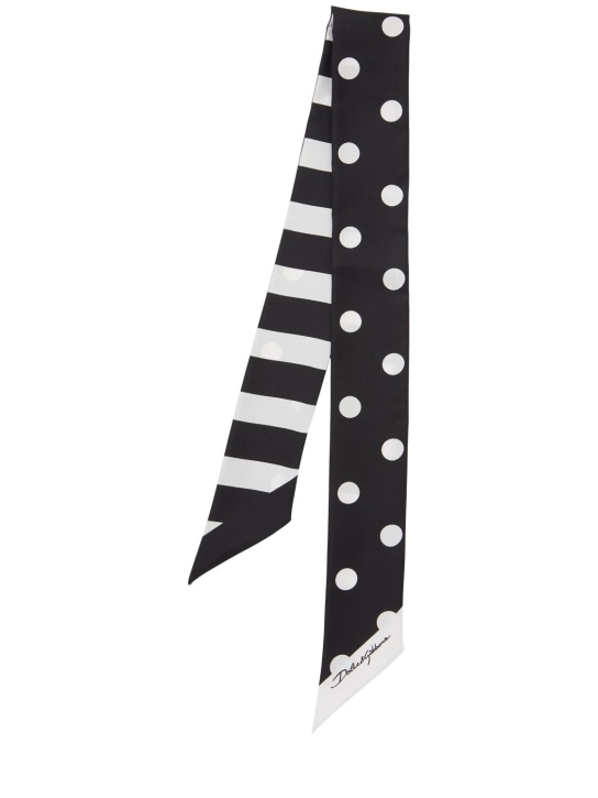 Dolce&Gabbana: Stripe printed silk twill bandeau scarf - Black - women_0 | Luisa Via Roma