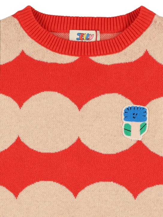 Jellymallow: Short sleeve knit sweater - Kırmızı/Bej - kids-girls_1 | Luisa Via Roma