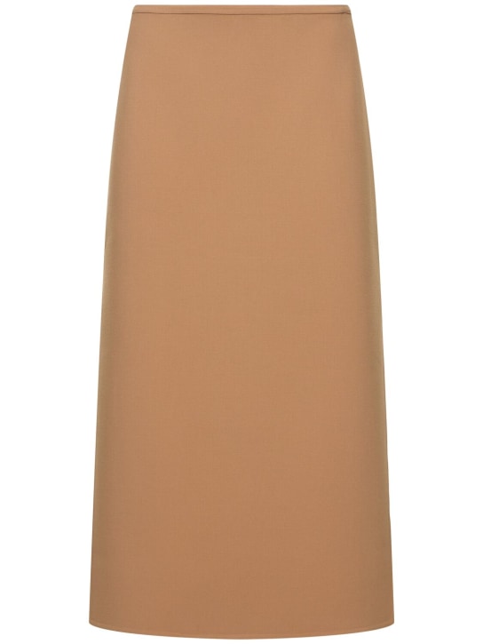 Michael Kors Collection: Wool stretch side slit midi skirt - Bej - women_0 | Luisa Via Roma