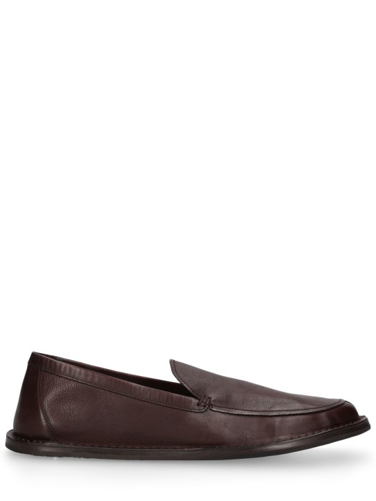 The Row: Cary leather loafers - Koyu Kahverengi - men_0 | Luisa Via Roma