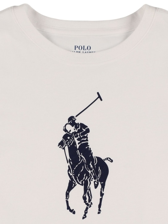 Polo Ralph Lauren: Camiseta y shorts de jersey de algodón - Azul Marino - kids-boys_1 | Luisa Via Roma