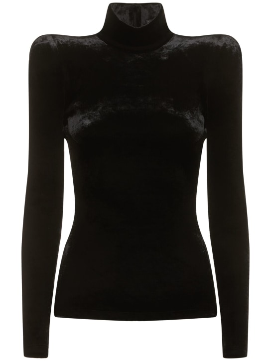 Balenciaga: Viscose blend round shoulder top - Black - women_0 | Luisa Via Roma