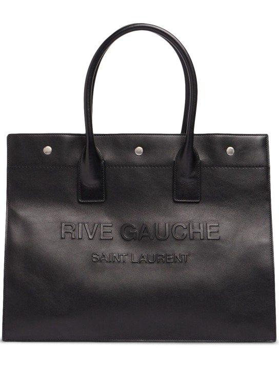 Saint Laurent: Borsa shopping piccola Rive Gauche in pelle - Nero - men_0 | Luisa Via Roma