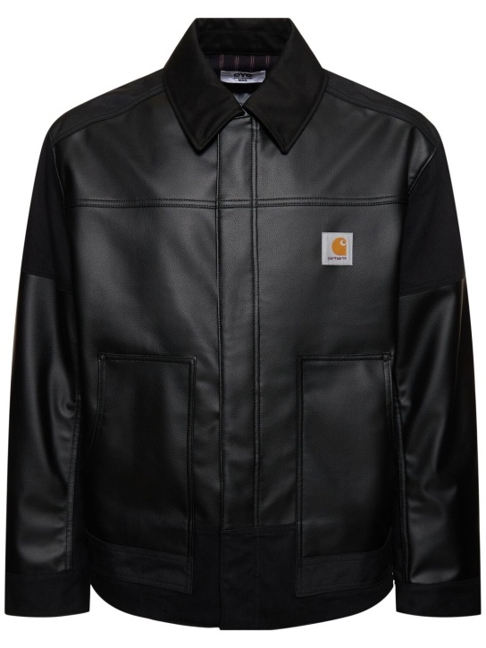 JUNYA WATANABE: Carhartt logo cotton blend casual jacket - Siyah - men_0 | Luisa Via Roma