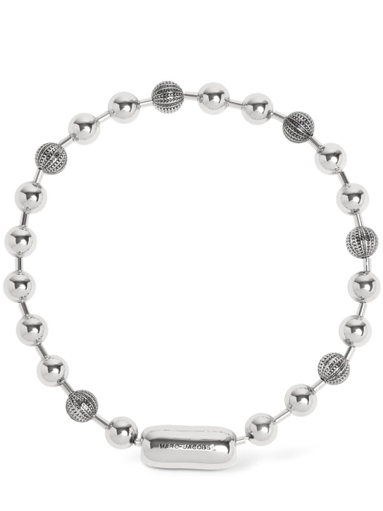 Marc Jacobs: Monogram ball chain collar necklace - Gümüş - women_0 | Luisa Via Roma
