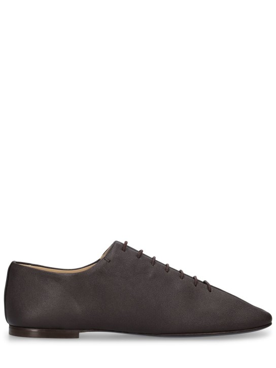 Lemaire: Souris flat classic derby shoes - Dark Brown - women_0 | Luisa Via Roma
