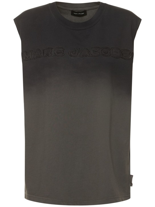 Marc Jacobs: Camiseta de algodón sin mangas - Gris Acero - women_0 | Luisa Via Roma