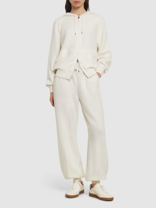 Loro Piana: Pantalon taille mi-haute en cachemire et soie Fuji - Blanc - women_1 | Luisa Via Roma
