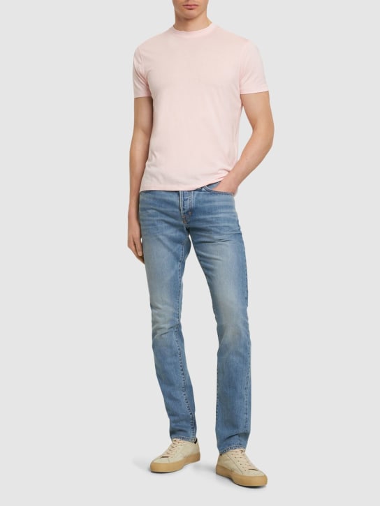 Tom Ford: Lyocell & cotton t-shirt - Light Pink - men_1 | Luisa Via Roma
