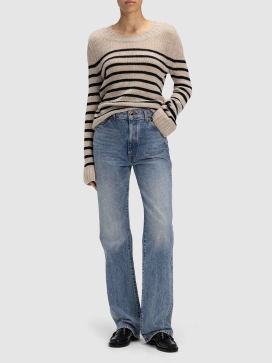 Khaite: Tilda mariner stripe cashmere sweater - Bej/Siyah - women_1 | Luisa Via Roma