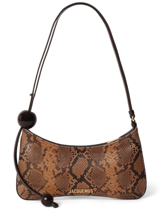 Jacquemus: Le Bisou Perle embossed leather bag - Light Brown - women_0 | Luisa Via Roma
