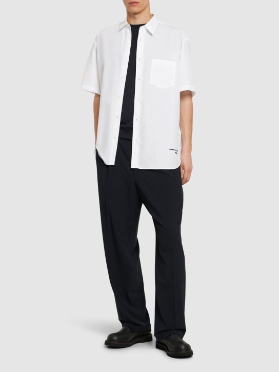 Comme des Garçons Homme: Logo cotton short sleeve shirt - Beyaz - men_1 | Luisa Via Roma