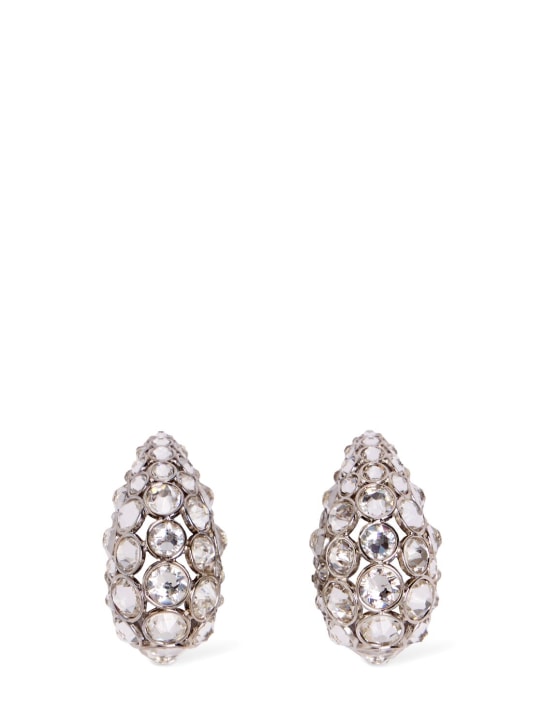 Valentino Garavani: Pineapple crystal stud earrings - Palladium/Cryst - women_0 | Luisa Via Roma