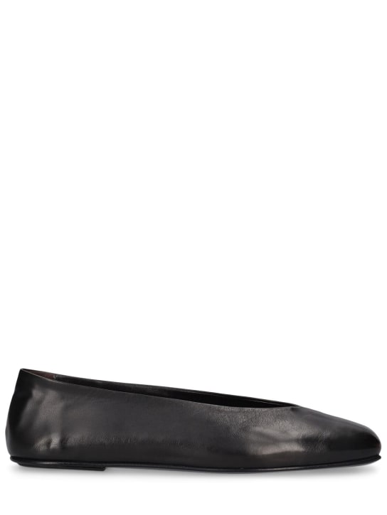 The Row: Eva leather flat shoes - Black - women_0 | Luisa Via Roma