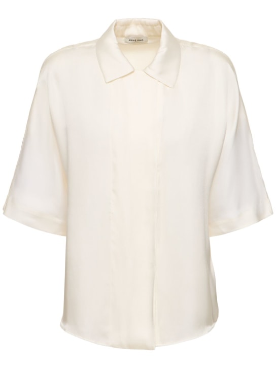 ANINE BING: Julia silk blend shirt - Beyaz - women_0 | Luisa Via Roma