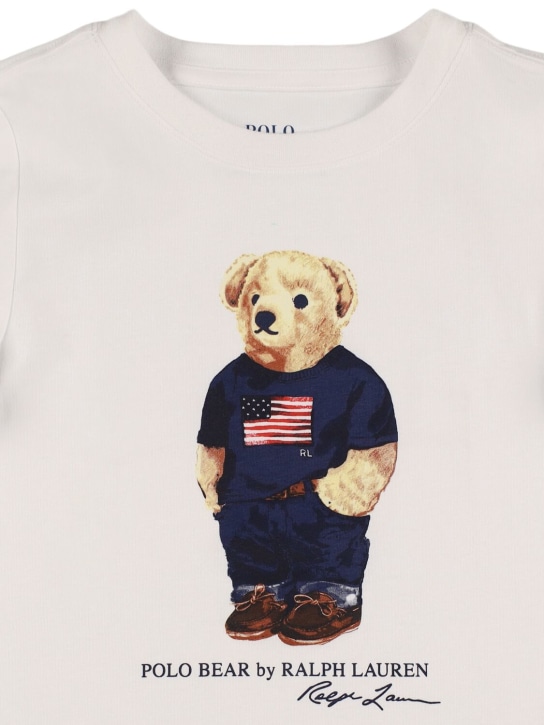 Polo Ralph Lauren: T-shirt e shorts in jersey di cotone stampato - Bianco/Azzurro - kids-boys_1 | Luisa Via Roma