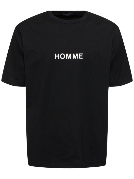 Comme des Garçons Homme: Printed logo cotton t-shirt - Siyah - men_0 | Luisa Via Roma