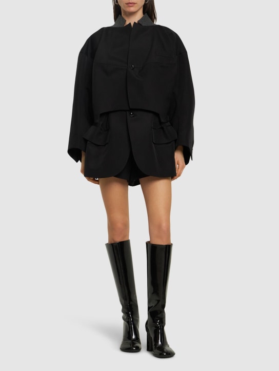 Sacai: Double-faced wool blend jacket - Siyah - women_1 | Luisa Via Roma