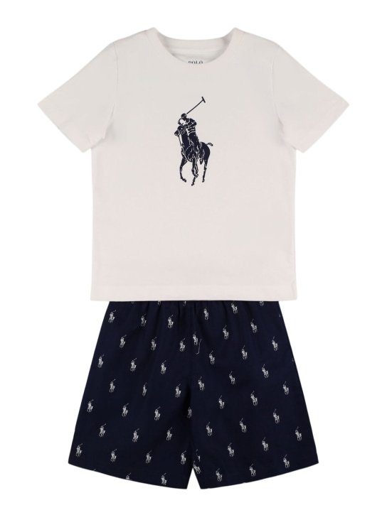 Polo Ralph Lauren: T-shirt & short en jersey de coton imprimé - kids-boys_0 | Luisa Via Roma