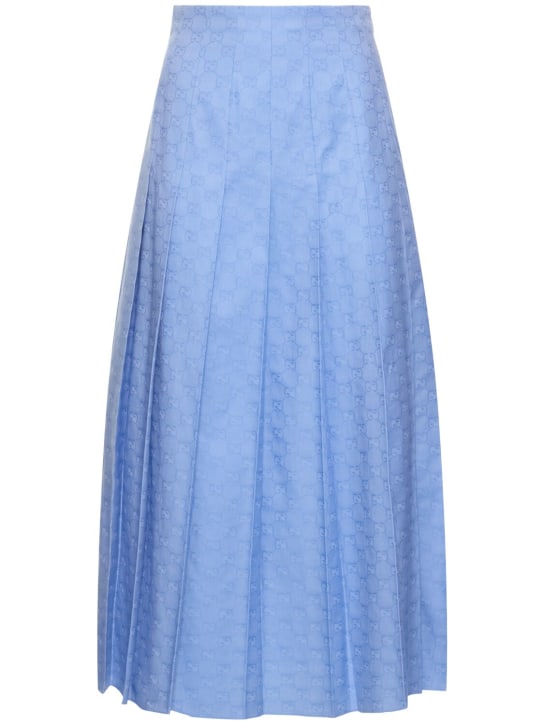 Gucci: GG Supreme Oxford cotton skirt - Sky Blue - women_0 | Luisa Via Roma