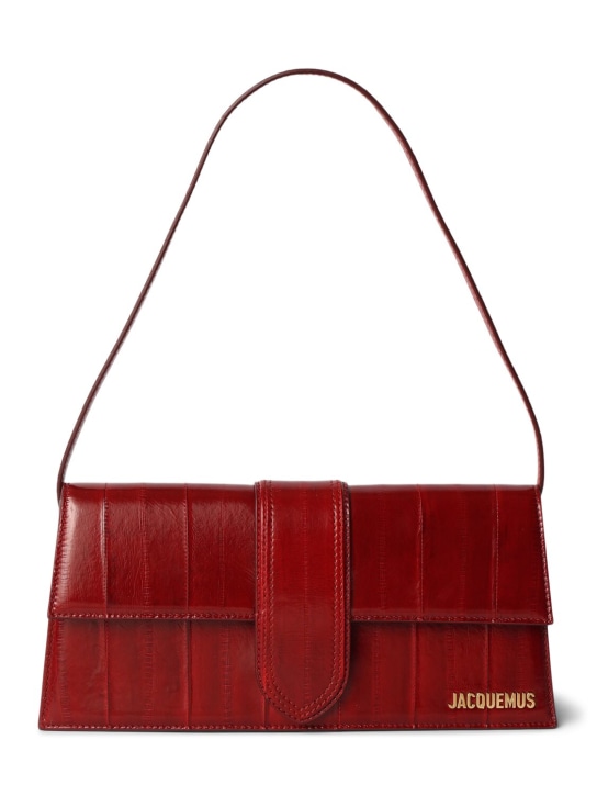 Jacquemus: Le Bambino Long leather bag - Dark Red - women_0 | Luisa Via Roma