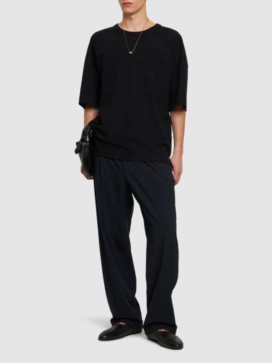 Lemaire: Camiseta de lino y algodón - Negro - men_1 | Luisa Via Roma